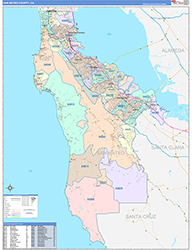 San Mateo County, CA Wall Map Color Cast Style 2026
